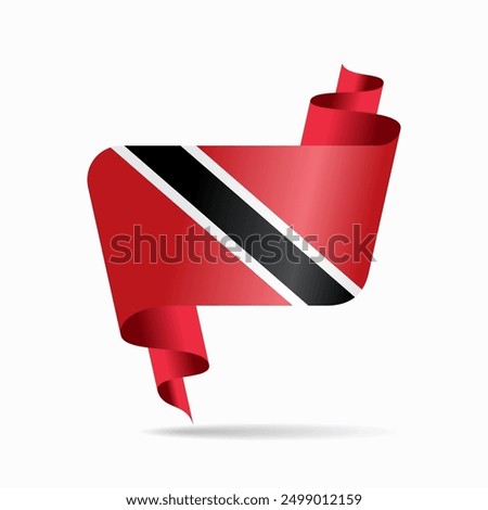 Trinidad and Tobago flag wavy ribbon background. Vector illustration.