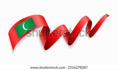 Maldives flag wavy abstract background. Vector illustration.