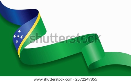 Solomon Islands flag wavy abstract background. Vector illustration.