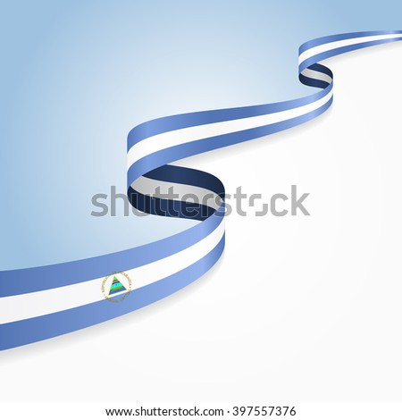 Nicaraguan flag wavy abstract background. Vector illustration.