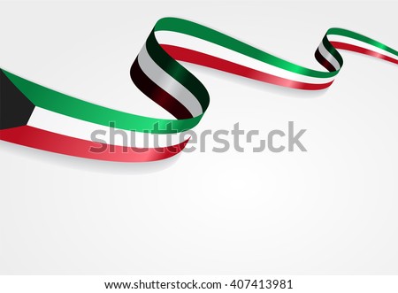 Kuwait flag wavy abstract background. Vector illustration.