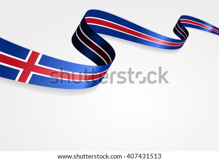 Icelandic flag wavy abstract background. Vector illustration.