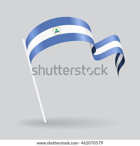 Nicaraguan pin icon wavy flag. Vector illustration.