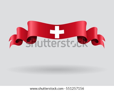 Swiss flag wavy abstract background. Vector illustration.