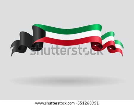 Kuwait flag wavy abstract background. Vector illustration.