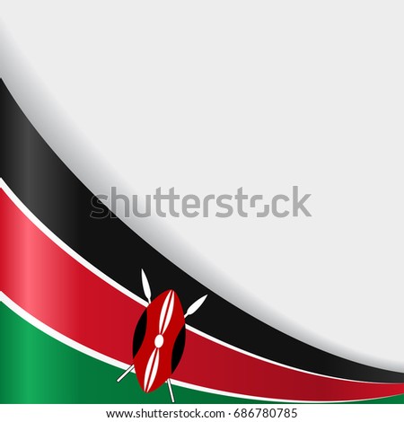 Kenyan flag wavy abstract background. Vector illustration.