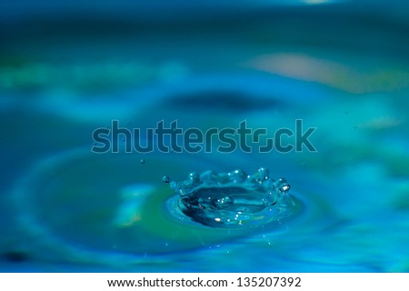 water drop reflected from the surface on which form circles
