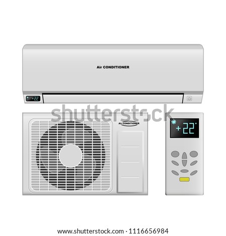 Realistic air conditioning, air conditioner vector illustrations.
