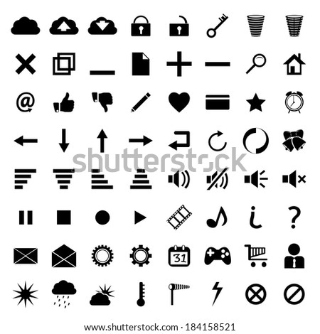 different icons black on white