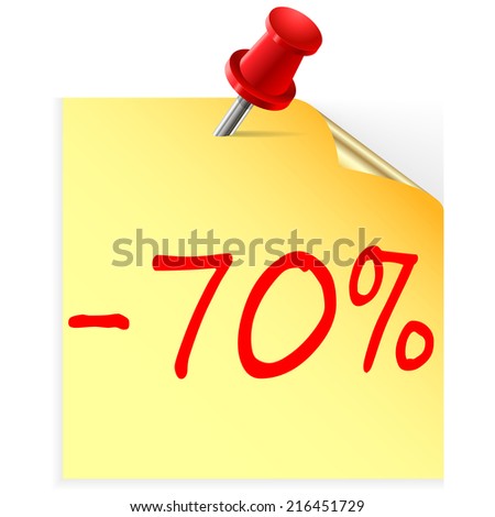 Yellow sticker note isolated on white background with sale massage