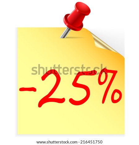 Yellow sticker note isolated on white background with sale massage