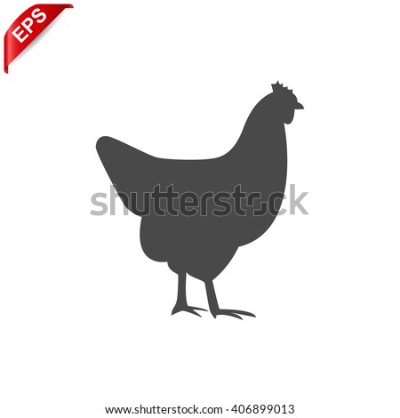 chicken icon, vector chicken silhouette, isolated chicken silhouette