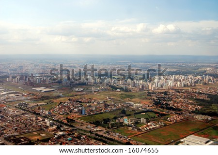 Aerial of Brasilia, the capital of Brazil, a model of modern urban planning and zoning