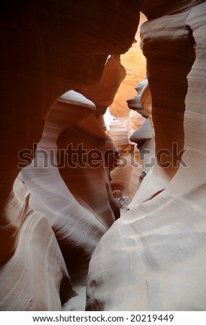 Magical colors of the narrow Lower Antelope Canyon, created by flash floods, near Page, Arizona