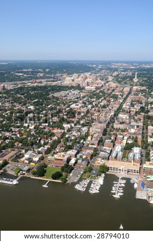 Aerial Of Downtown Alexandria, Virginia, On The Potomac River, Near ...