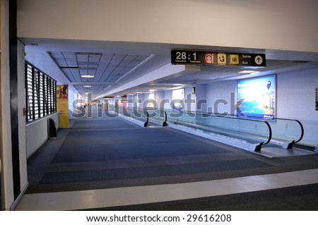 MEXICO CITY - MAY 1: Hallways of the Benito Juarez Airport in Mexico City are nearly deserted on May 1, 2009 in Mexico City. H1N1 swine flu scare has diminished tourism and flights to Mexico.