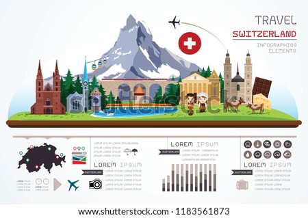 Info graphics travel and landmark Switzerland template design. Vector Illustration