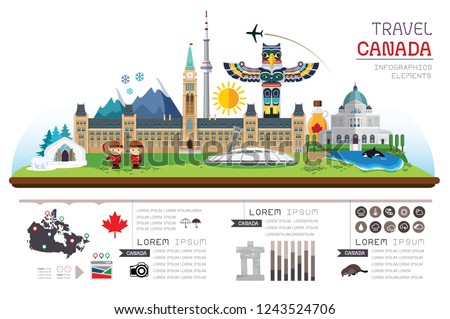 Info garphic travel and landmarks Canada. Template design. Vector illustration.