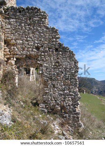 Images of  the  excursion  with  the  old  castle and its vault, Greoliere  in the Maritime Alps, France.