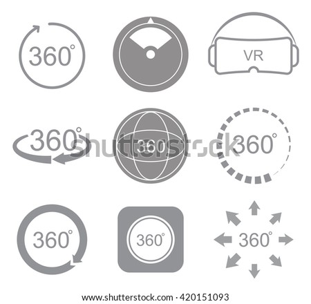 360 degrees view sign icon on the white background