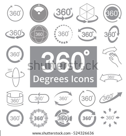 360 Degree View Related Vector Icons for Your Design.