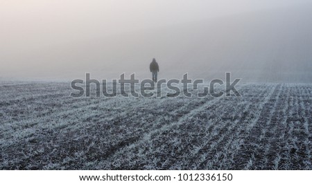 Similar – Image, Stock Photo snow line Trip Loneliness