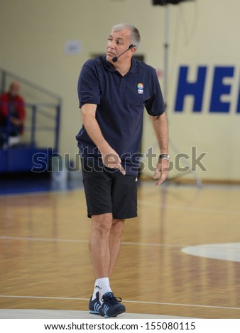 DOMZALE, SLOVENIA - September 13 to September 15, 2013: Zeljko Obradovic, having a lecture at International Basketball Coaching Clinic, during the Eurobasket 2013.
