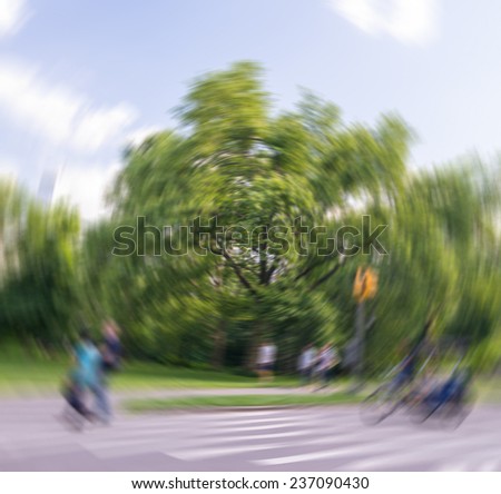 Blurred picture of fast action in Central Park, Manhattan.