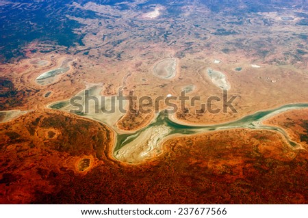 Autralian Outback. Aerial view of desert area.
