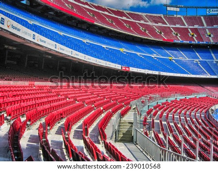 BARCELONA - MAR 21: View of Camp Nou, the stadium, on March 21, 2011 in Barcelona. It is the largest stadium in Europe and the 13th largest in the world in terms of capacity.