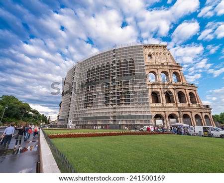 Maintenance works on Colosseum, Rome.