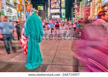 NEW YORK CITY - MAY 22, 2013: Times Square on a spring day. Approximately 330,000 people pass through Times Square daily