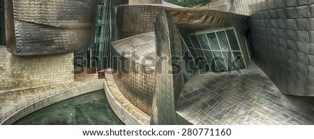 BILBAO, SPAIN - APR 29: The Guggenheim Museum in Bilbao, Spain, on April 29, 2011. The Guggenheim is a museum of modern and contemporary art designed by Canadian-American architect Frank Gehry.