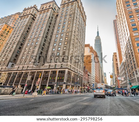 NEW YORK CITY - MAY 19, 2013: Buildings of New York City. The city is a major US attraction with more than 50 million visitors every year.