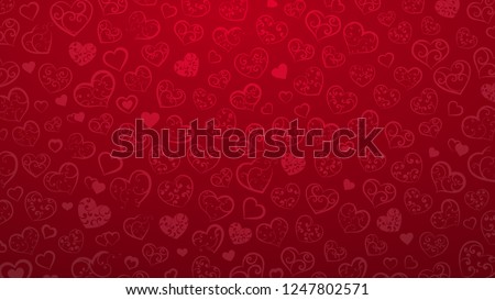 Background of small hearts with ornament of curls, in red colors Сток-фото © 