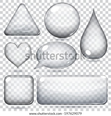 Transparent glass shapes or buttons various forms