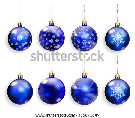 set of blue christmas balls with snowflakes and without on white background - Blue And White Christmas Ornaments set of blue christmas balls with snowflakes and without on white background - Blue And White Christmas Ornaments