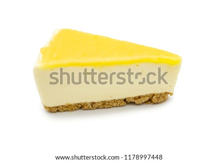 Similar – Image, Stock Photo Cheesecake slice with lemon syrup topping. Slice of cheesecake close-up