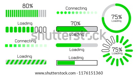 green loading and connecting sign icon set