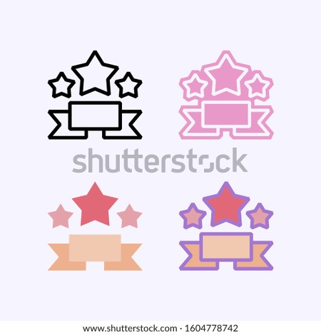 Award vector icon. Ribbon and star. Contain line, flat and combined variant of pictogram icon.