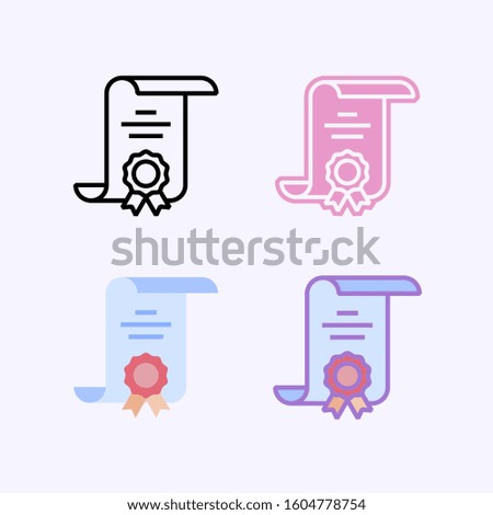 Winnet certificate award vector icon. Achievement trophy. Cup with star winner icon. Trophy sport competition. Contain line, flat and combined variant of pictogram icon.