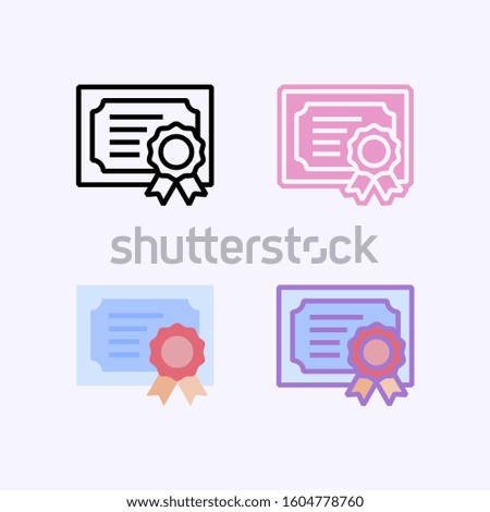 Winnet certificate award vector icon. Achievement trophy. Cup with star winner icon. Trophy sport competition. Contain line, flat and combined variant of pictogram icon.