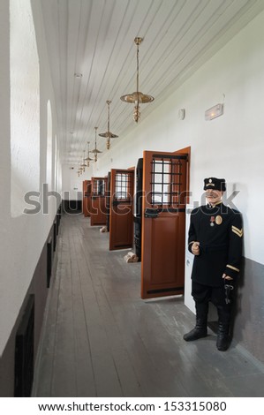 TOBOLSK, RUSSIA - JULY 7: Tobolsk prison castle on July 7, 2013, in Tobolsk, Russia. It was a former convict prison, and now it is a museum. It was opened in 1855. In 1989, the prison was closed.