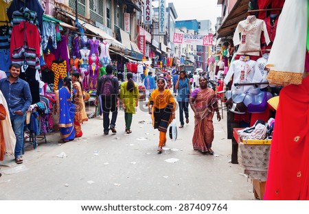 BANGALORE, INDIA - DEC 25, 2014: Russell Market is a shopping market in Bangalore, built in 1927 by the British.