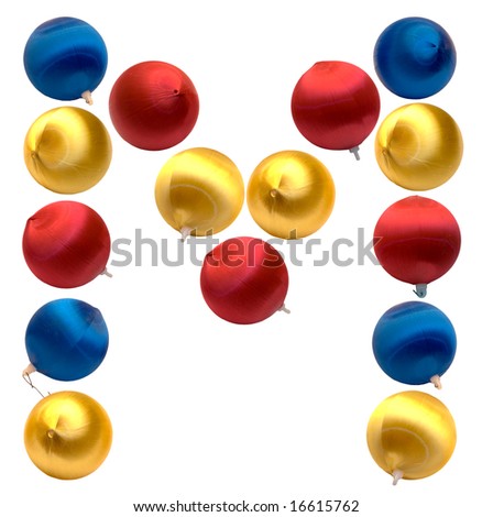 The Letter M Spelled Using Christmas Balls, Isolated On A White ...