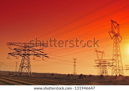 High voltage towers and power lines