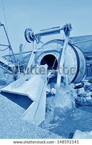 Industrial cement mixer in the site
