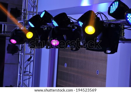 The stage lighting effect in the dark