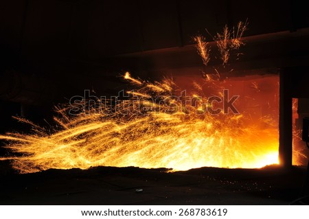Steel blast furnace taphole spewed molten iron