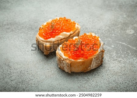 Similar – Image, Stock Photo Gourmet canapes of raw Iberian ham.